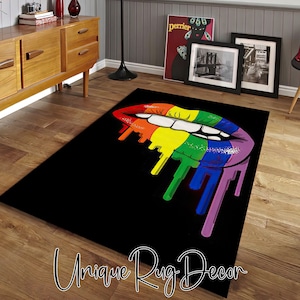 LGBT Rainbow Lip Rug, Non-Slip Floor Area Mat, LGBT Home Decor Gift