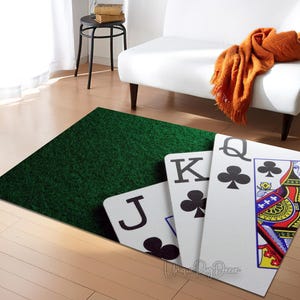 Tappeto con carte da gioco, tappeto a tema casinò, tappeto per sala giochi, decorazione per il gioco d'azzardo, regalo per il gioco d'azzardo
