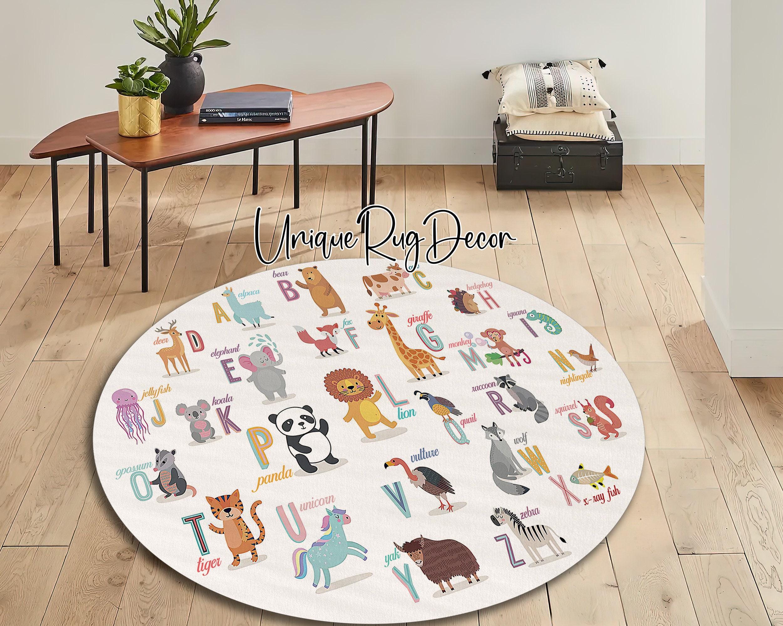 Animal Abc Rug Animal Alphabet Round Rug: Nursery ABC Carpet - Etsy