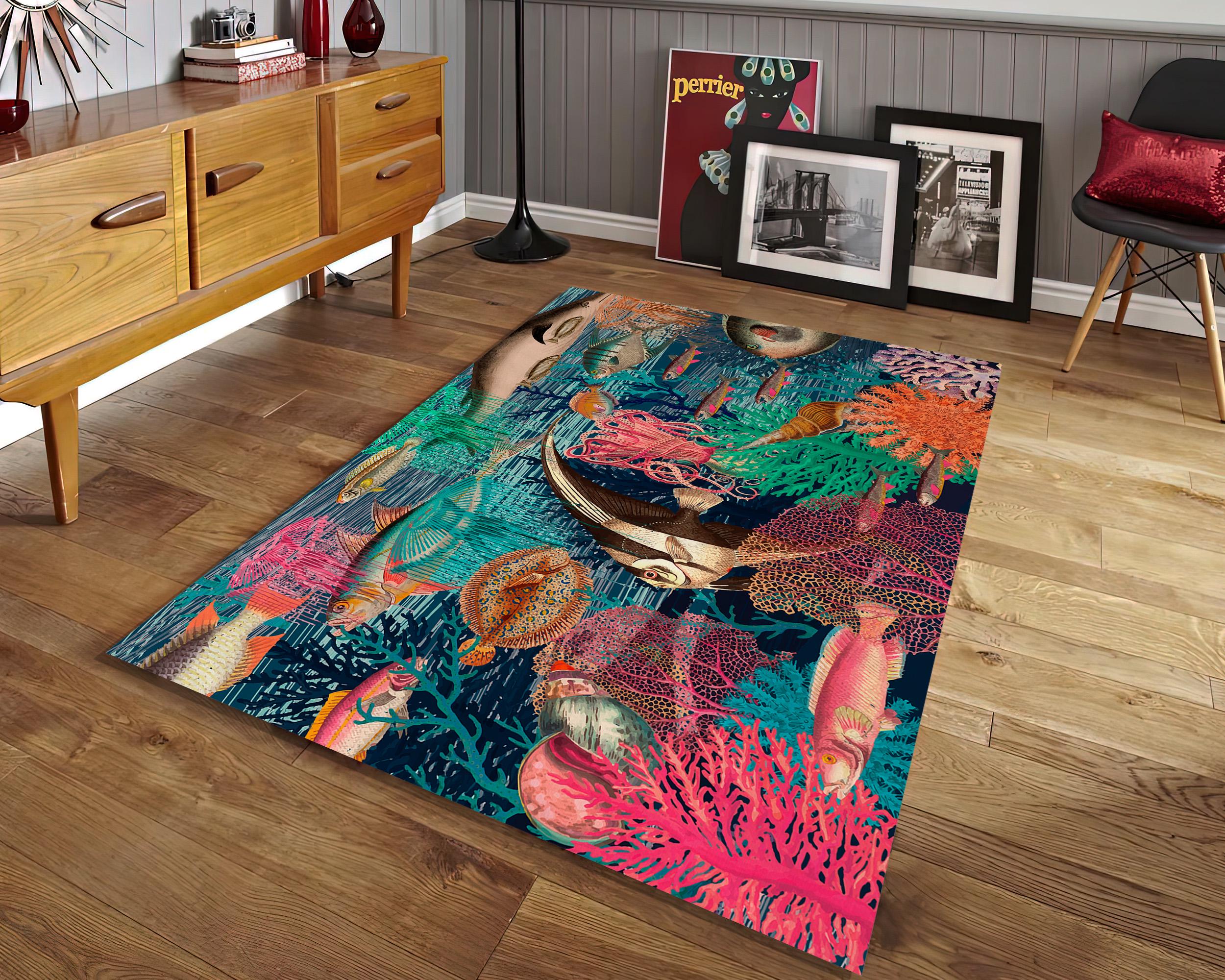 Kids Ocean Rug: Colorful Sea Life Playroom Carpet - Etsy
