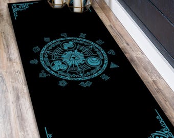 Zelda Runner Rug: Black and Blue Gaming Carpet, Zelda Gift