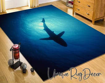 Ocean Themed Shark Rug for Sea Coastal Summer House Decor