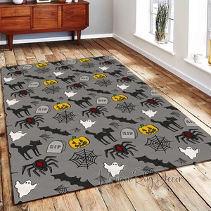 Tappeto per gatti horror, tappeto di Halloween, tappeto con motivo zucca, arredamento a tema Rip, tappetino da camera gotico, regalo di Halloween