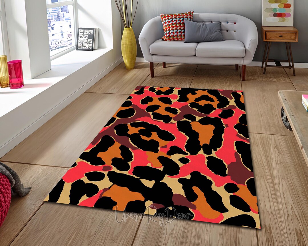 Animals Abstract Rug Abstract Leopard Rug: Modern Animal Pattern Colorful Carpet - Etsy