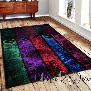 Gamer Printed Non-Slip Colorful Game Room Rug, Cool Gaming Mat, Playroom Decor