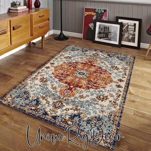 Abstract Area Rug: Oriental Living Room Carpet, Nonslip Printed Mat image 1