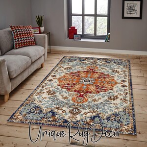 Abstract Area Rug: Oriental Living Room Carpet, Nonslip Printed Mat image 2