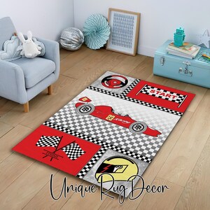 Race Car Rug: Vehicle Theme Kids Playroom Decor