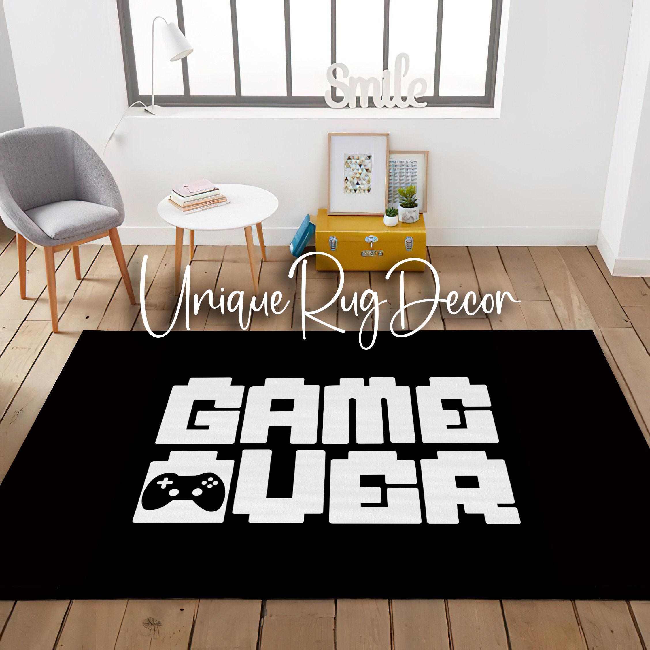 Game Over Rugs Game Over Gaming Room Rug: Black and White Gamer Decor - Etsy