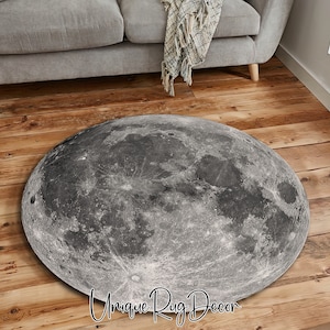 Large Textured Moon Rug 3D Real-looking Full Moon Rug, Stylish Home Space Decor, Moon Carpet ...