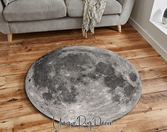 3D Real-Looking Full Moon Rug, Stylish Home Space Decor, Moon Carpet, Round Mat