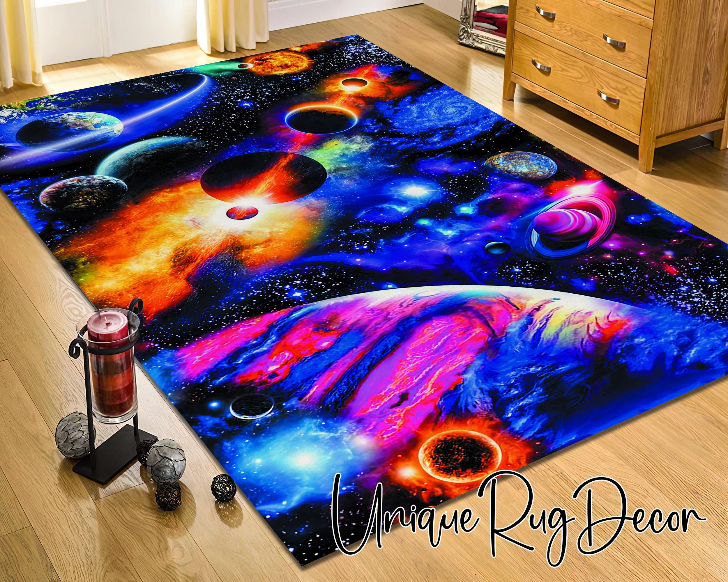 Colorful Space Planet Rug: Galaxy Children's Room Decor