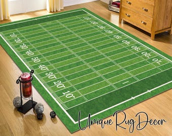 Football Field Rug: Non-Slip Sport Playroom Decor