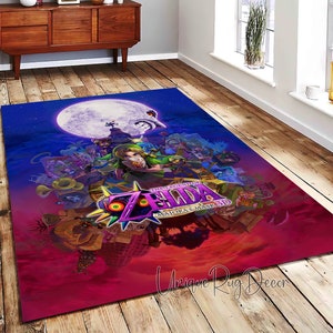 Zelda Majora&#39;s Mask Themed Rug, Gaming Mat, The Legend of Zelda Carpet, Game Room Decor, Zelda Gift