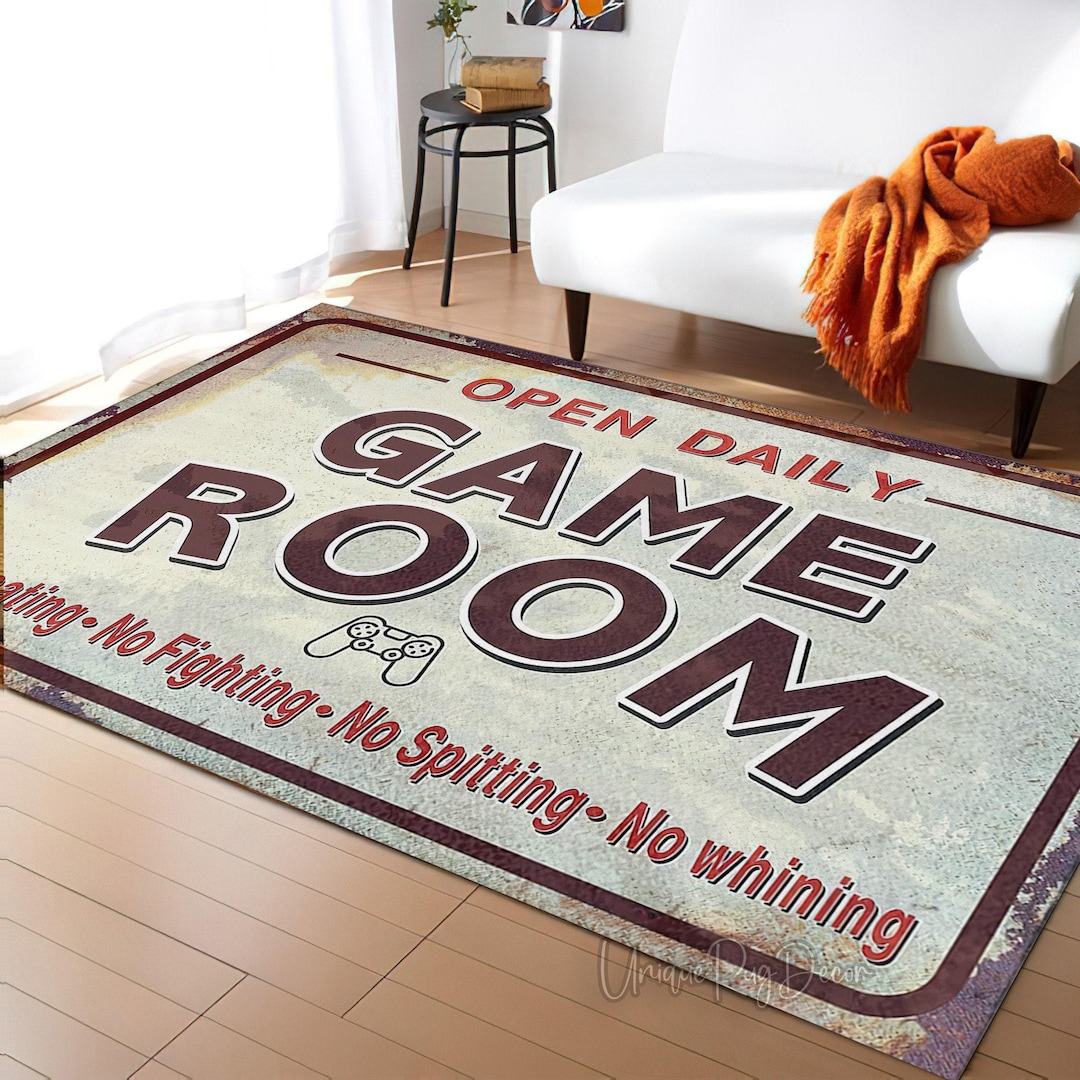 Fun Game Room Rug Funny Game Room Rug: Retro Style Gamer Decor - Etsy
