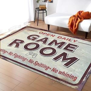 Tapis de salle de jeux amusant : décoration de style rétro pour les joueurs