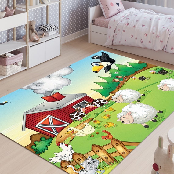 Animals Rug Sheep Themed Rug Kids Room Carpet Baby Play Mat Nursery Decor Baby Gift Etsy UK