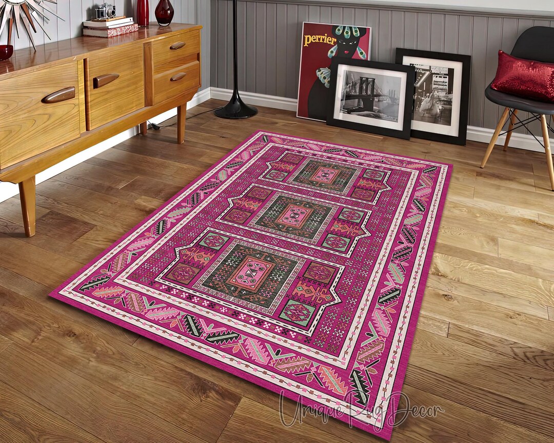 Pink Pattern Rug Traditional Ancient Motif Pattern Pink Carpet Classic Ethnic Turkish Rug - Etsy