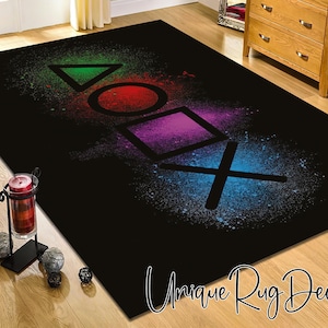 Game Controller Buttons Gedruckter Gamer Raumteppich, Gaming Chair Mat