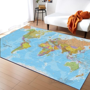 Tapete com Mapa-múndi 3D: Tapete moderno para decoração de escritório