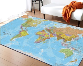 Tappeto con mappa del mondo 3D: moderno tappeto decorativo per ufficio
