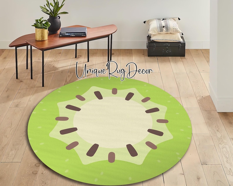 Kiwi Rug: Green Fruit Cartoon Kids Play Mat image 3