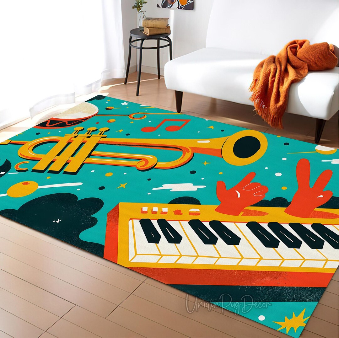 Colorful Music Instruments Rug: Music Room Decor - Etsy