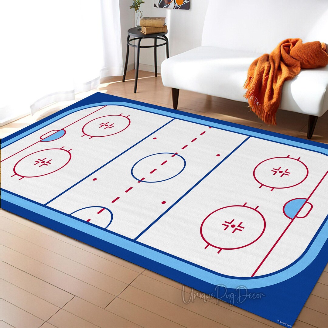 Rinkle Rugs Ice Hockey Rink Rug: Sport Playroom Carpet - Etsy