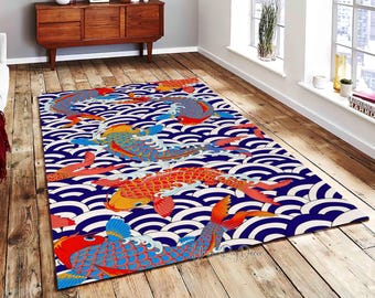 Koi Fish Rug: Japanese Style Carpet, Animal Decor
