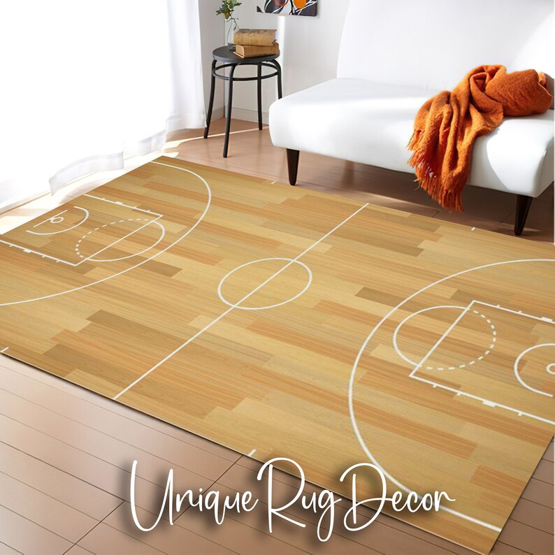Basketball Court Pattern Cool Sneaker Teenage Room Rug Sport Etsy