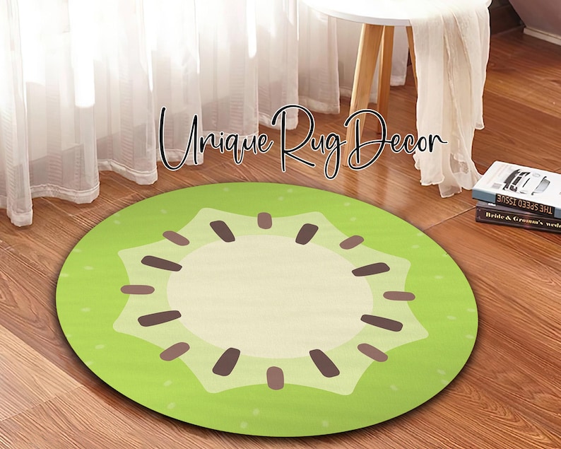 Kiwi Rug: Green Fruit Cartoon Kids Play Mat image 1