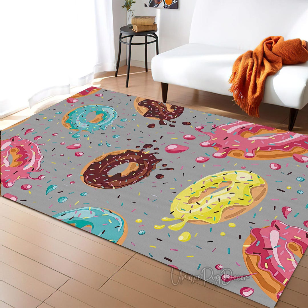 Colorful Donut Pattern Rug: Food Decor Carpet - Etsy