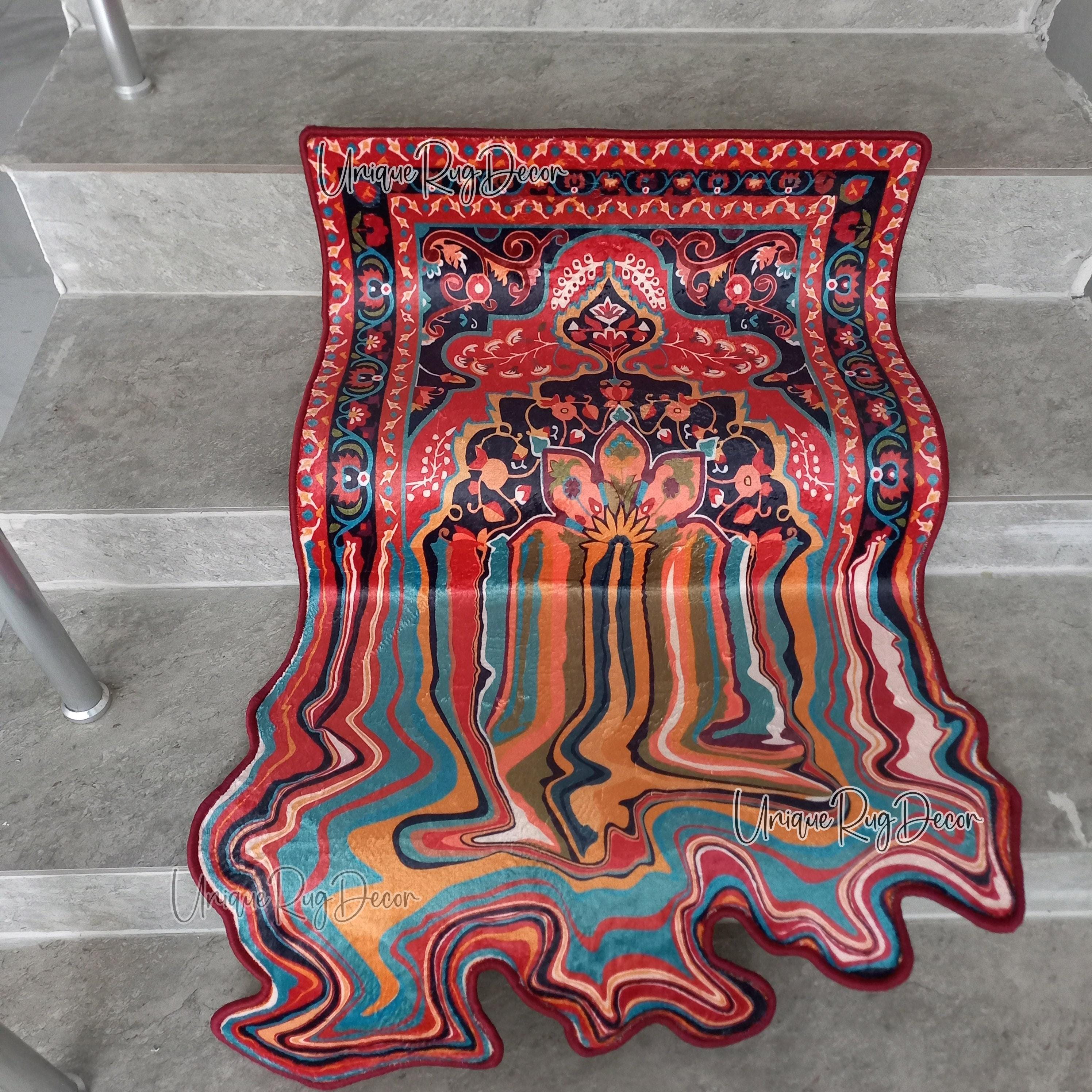 Classical Melting Rug, Irregular Carpet, Trending New Melting Decor, Acid Wave Mat, Moroccan Rug