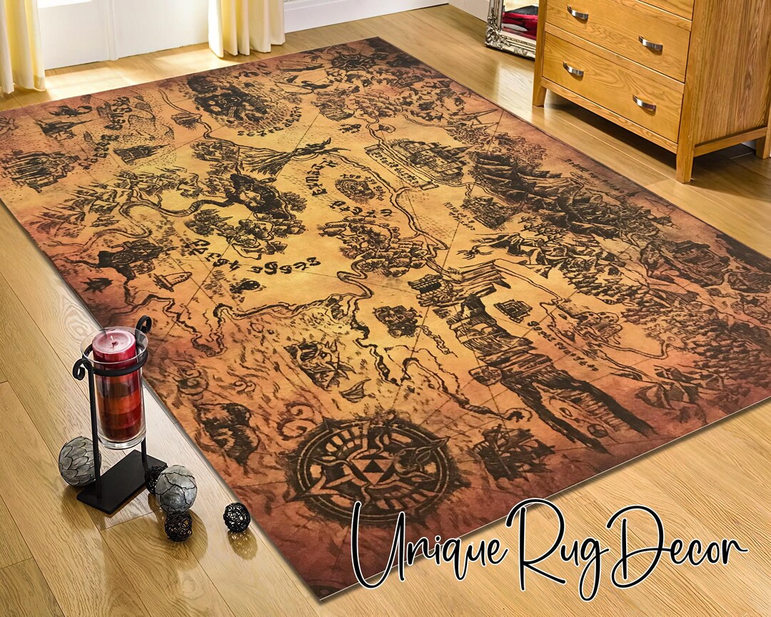 Hyrule Map Rug: Legend of Zelda Gamer Room Decor - Etsy