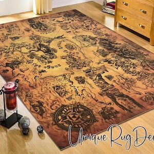 Hyrule Map Rug: Legend of Zelda Gamer Room Decor