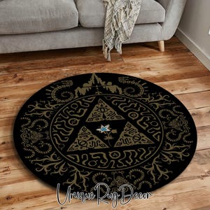 Legend of Zelda Game Symbol Round Rug, Cool Gamer Mat, Gaming Decor, Zelda Mat, Zelda Game Room Carpet