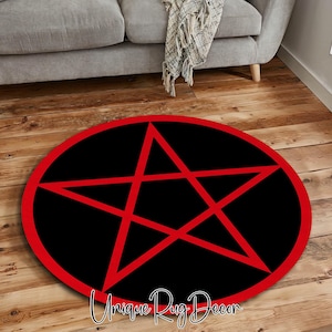 Tappeto Pentacle: Tappetino Wicca Gotico Nero e Rosso