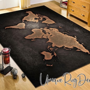 Weltkarte Motiv Anti-Rutsch Abstrakter Teppich für Wohnzimmer, Büro Teppich, Earth Map Decor