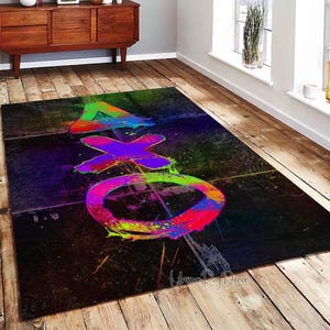 Colorful Game Controller Rug: Gamer Room Decor