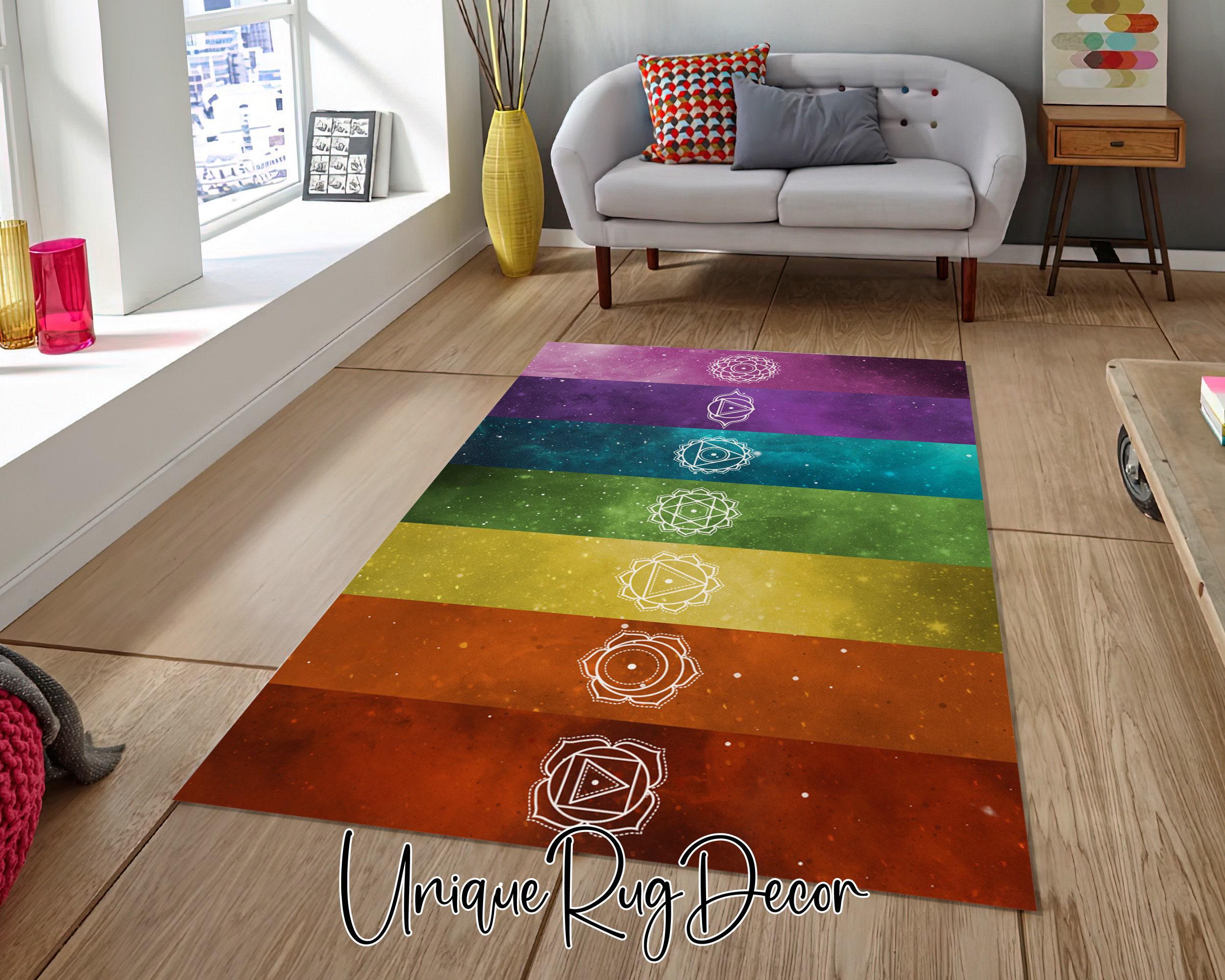 7 Chakra Mandala Symbols Printed Yoga Mat, Outdoor Meditation Rug, Non ...