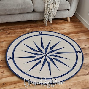Compass Rose Rug: Non-Slip Coastal Decor Area Mat