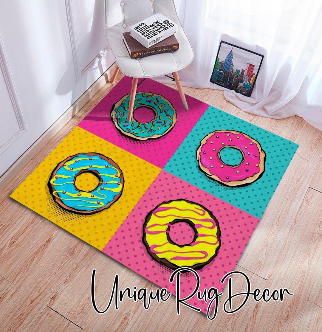 Colorful Donut Print Kitchen Rug, Non-slip Accent Decor - Etsy