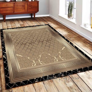 Greek Key Symbol Rug, Living Room Carpet, Luxury Home Decor, Greek Key Carpet