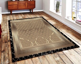 Greek Key Rug: Luxury Living Room Carpet