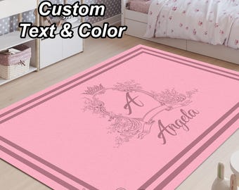 Personalized Baby Room Rug: Custom Color Monogram Nursery Decor
