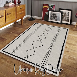 Ethnic Style Rustic Rug, Nonslip Geometric Mat, Tribal Carpet for Kitchen, Living Room Mat, Scandinavian Decor