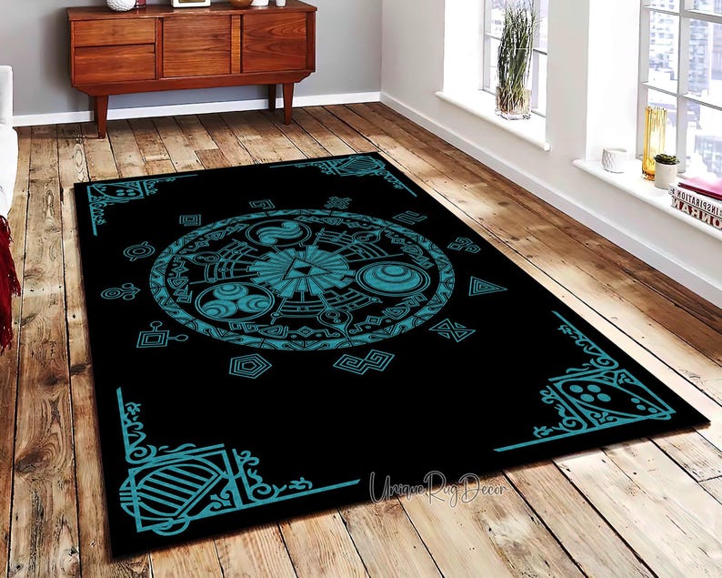 Blue Zelda Rug: Game Room Gaming Decor, Video Game Fan Gift - Etsy
