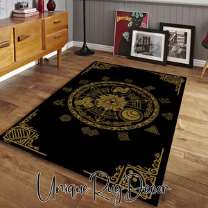 The Legend of Zelda Symbol Themed Gamer Room Carpet, Gaming Chair Round Mat, Popular Video Game Decor