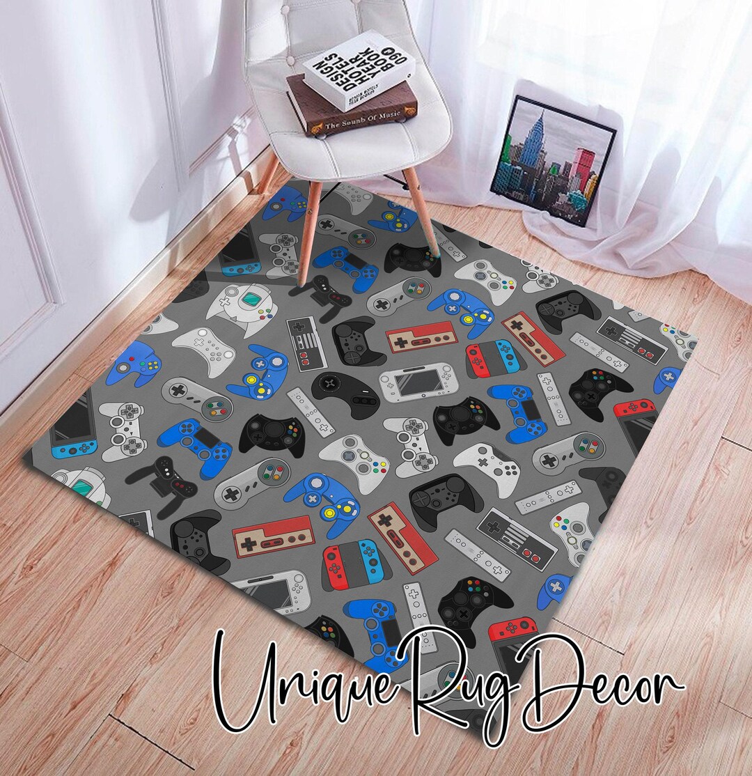 Retro Controller Rug Retro Classic 90s Arcade Game Controller Printed Non-slip Gamer Room ...