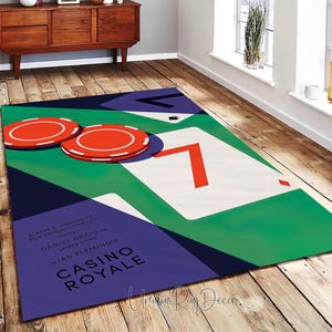 Colorful Gambling Rug, Casino Decor, Playing Cards Carpet, Play Room Mat
